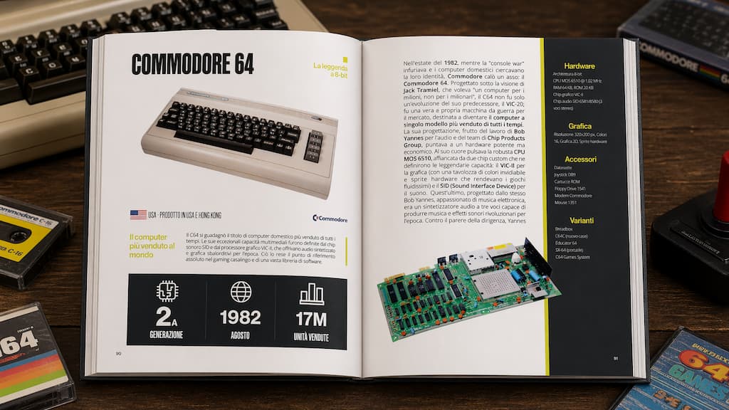 Retro GAME LOVER book example page: a view of Commodore 64 section