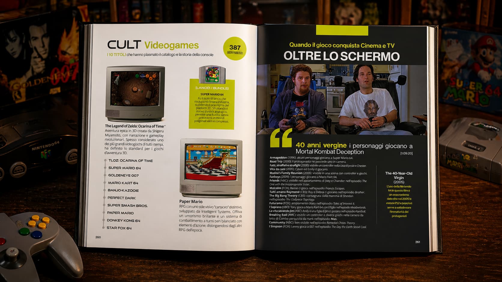 Retro GAME LOVER book example page: a view of Videogames and Pop Culture Movies / TV Shows section